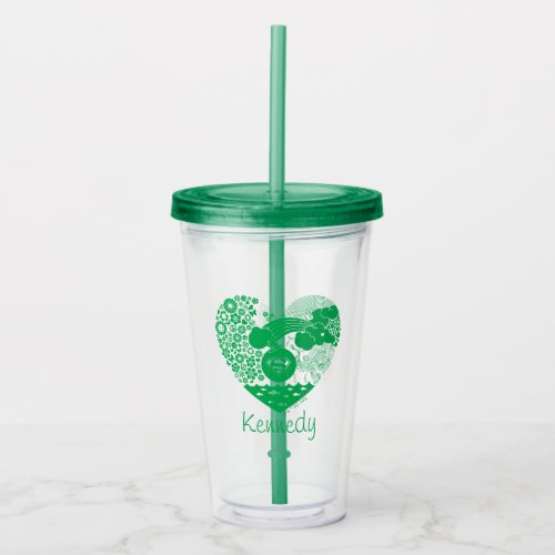 Supergirl Floral Peace Heart Graphic Acrylic Tumbler
