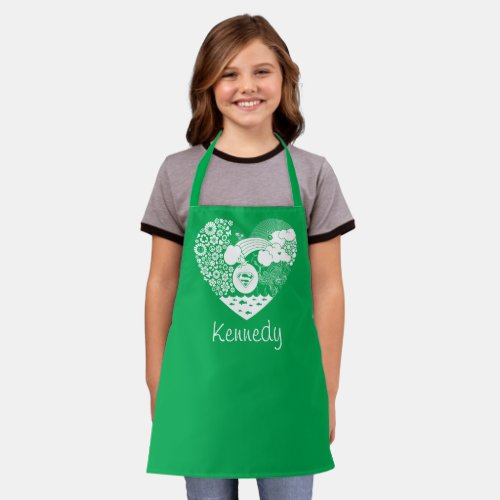 Supergirl Floral Peace Heart Graphic Apron
