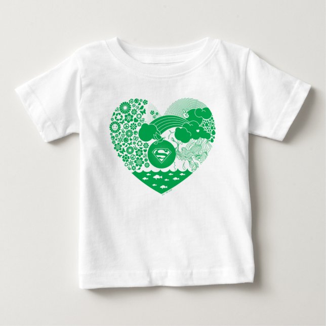 Supergirl Floral Peace Heart Graphic Baby T-Shirt (Front)