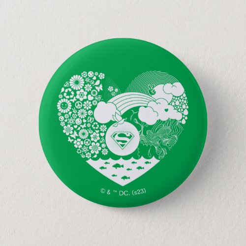 Supergirl Floral Peace Heart Graphic Button