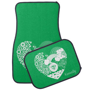 Supergirl Floral Peace Heart Graphic Car Floor Mat