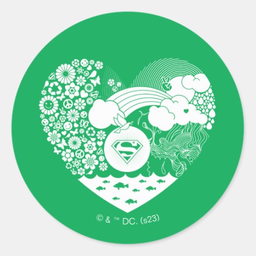 Supergirl Floral Peace Heart Graphic Classic Round Sticker