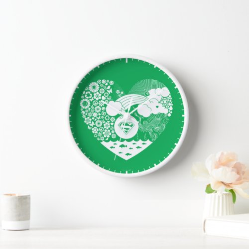 Supergirl Floral Peace Heart Graphic Clock
