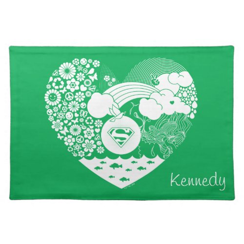 Supergirl Floral Peace Heart Graphic Cloth Placemat