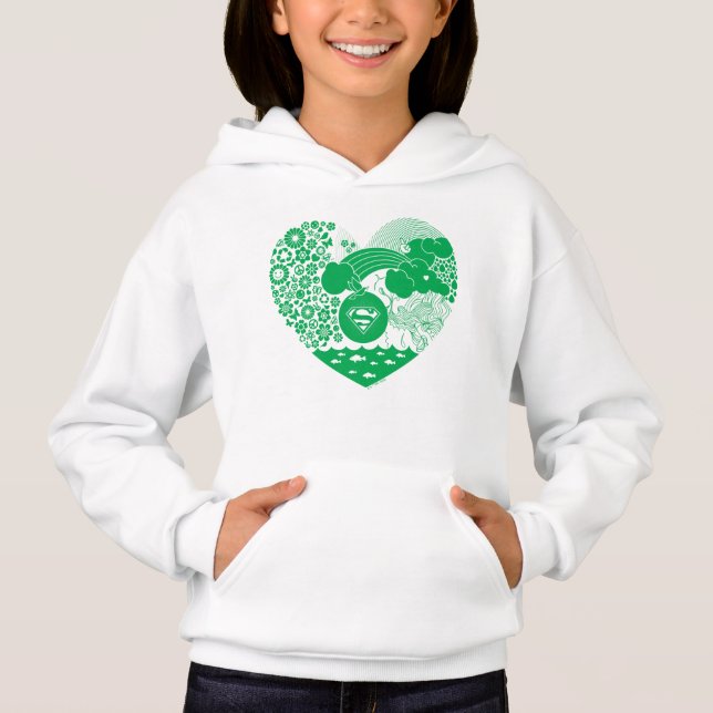 Supergirl Floral Peace Heart Graphic Hoodie (Front)