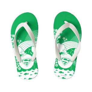 Supergirl Floral Peace Heart Graphic Kid's Flip Flops