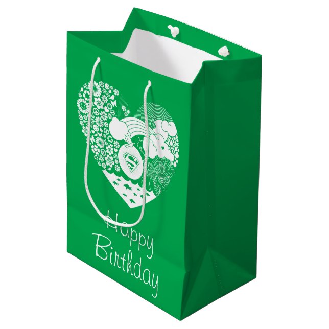 Supergirl Floral Peace Heart Graphic Medium Gift Bag (Front Angled)