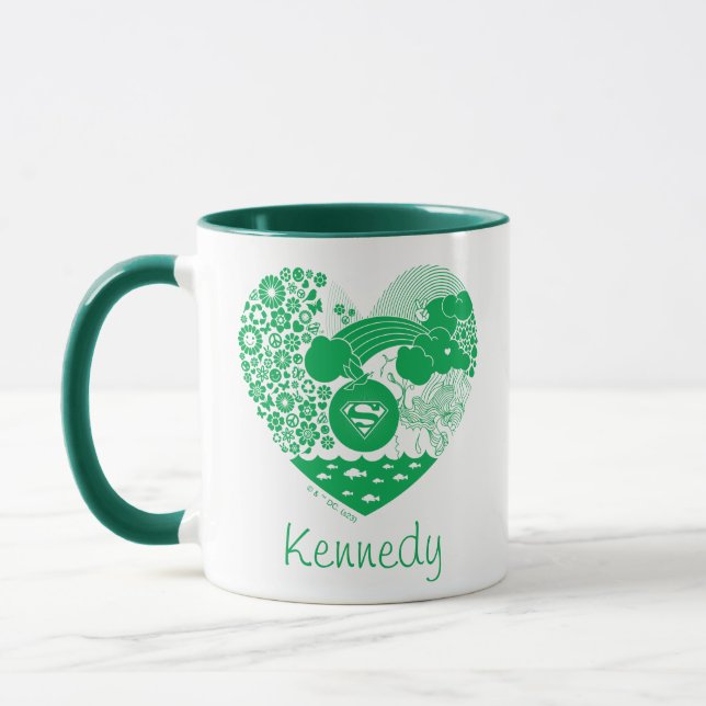Supergirl Floral Peace Heart Graphic Mug (Left)