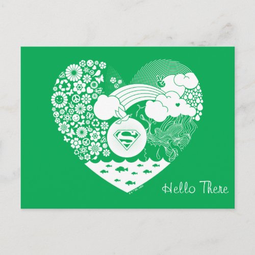 Supergirl Floral Peace Heart Graphic Postcard