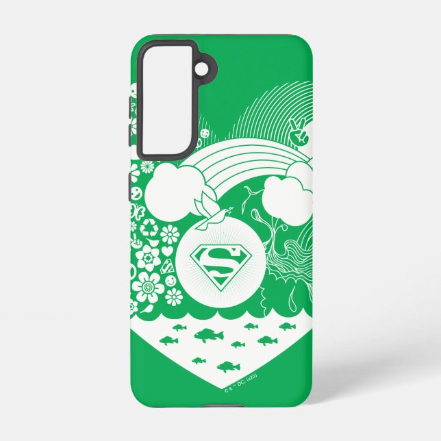 Supergirl Floral Peace Heart Graphic Samsung Galaxy Case (Back)