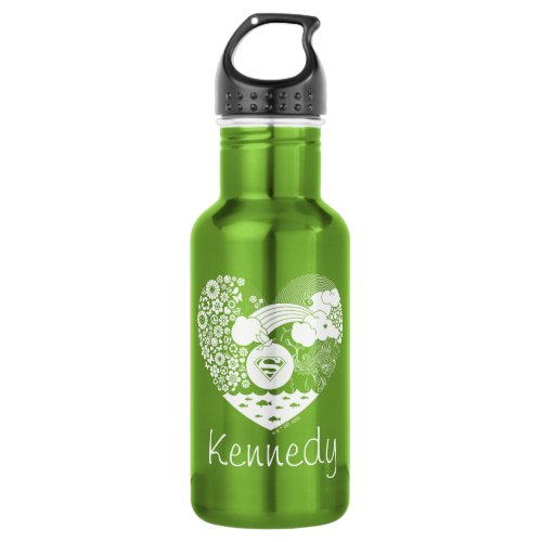 Supergirl Floral Peace Heart Graphic Stainless Steel Water Bottle