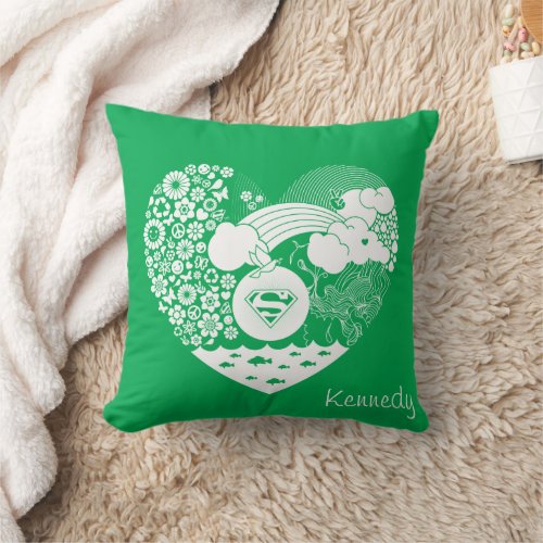 Supergirl Floral Peace Heart Graphic Throw Pillow