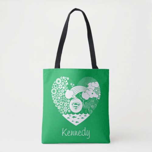 Supergirl Floral Peace Heart Graphic Tote Bag