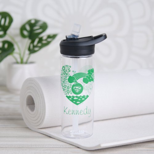 Supergirl Floral Peace Heart Graphic Water Bottle
