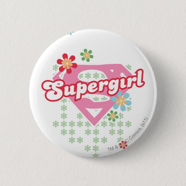 Supergirl Flower Madness Button (Front)