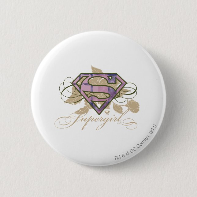 Supergirl Flowers Pinback Button (Front)