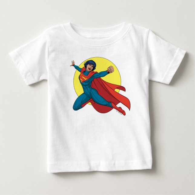 Supergirl Flying in Blue Suit Baby T-Shirt (Front)