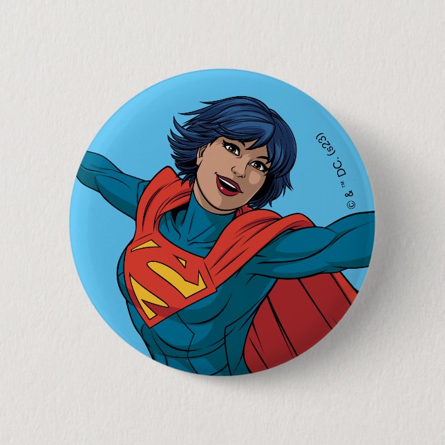 Supergirl Flying in Blue Suit Button (Front)