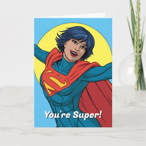 Supergirl Flying in Blue Suit Card