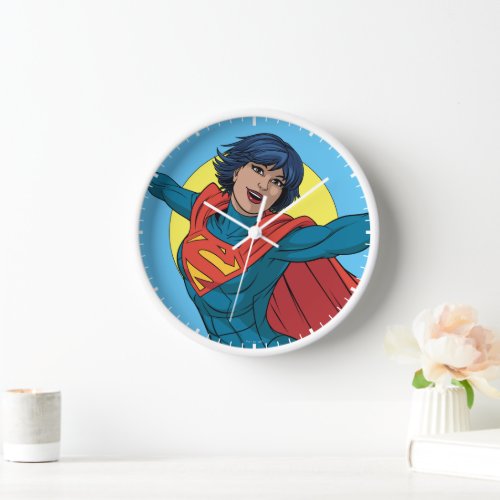 Supergirl Flying in Blue Suit Clock
