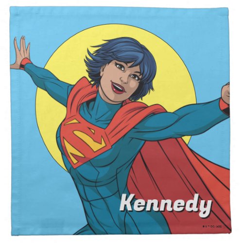 Supergirl Flying in Blue Suit Cloth Napkin