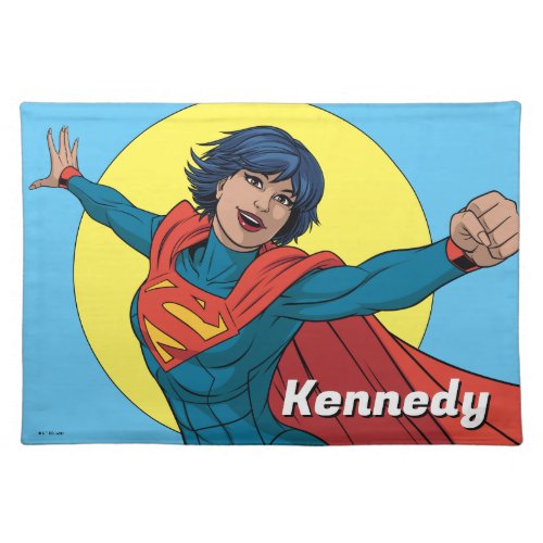 Supergirl Flying in Blue Suit Cloth Placemat