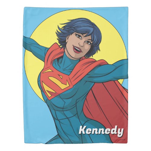 Supergirl Flying in Blue Suit Duvet Cover