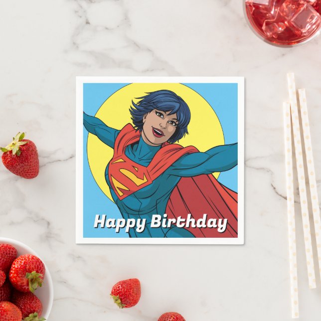 Supergirl Flying in Blue Suit Napkins (Insitu)