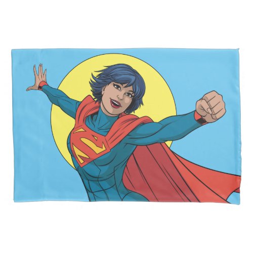 Supergirl Flying in Blue Suit Pillow Case
