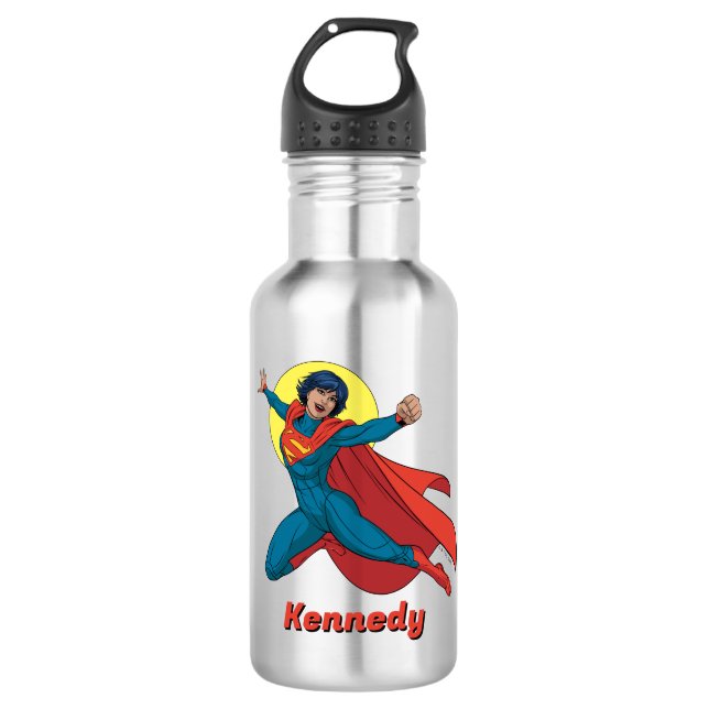 Supergirl Flying in Blue Suit Stainless Steel Water Bottle (Front)