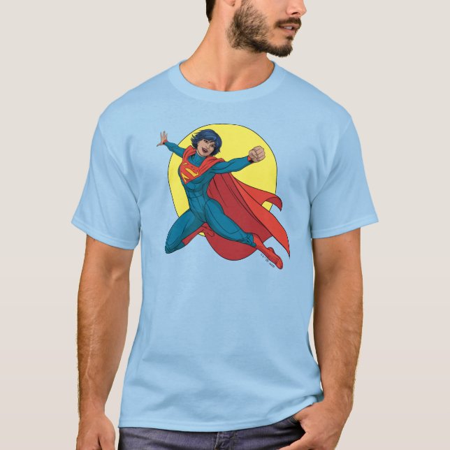 Supergirl Flying in Blue Suit T-Shirt (Front)