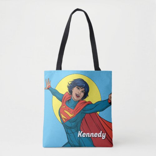 Supergirl Flying in Blue Suit Tote Bag