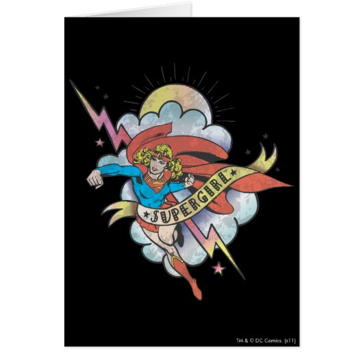 Supergirl Flying Lightning Tattoo Cards (Front)
