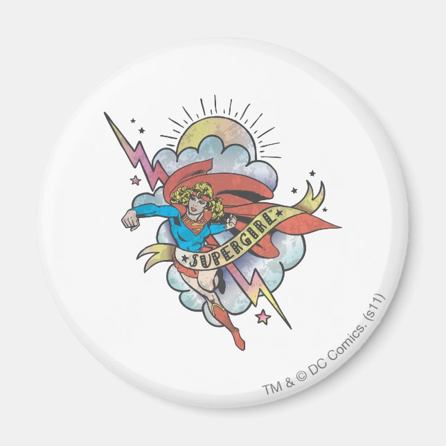Supergirl Flying Lightning Tattoo Magnet (Front)