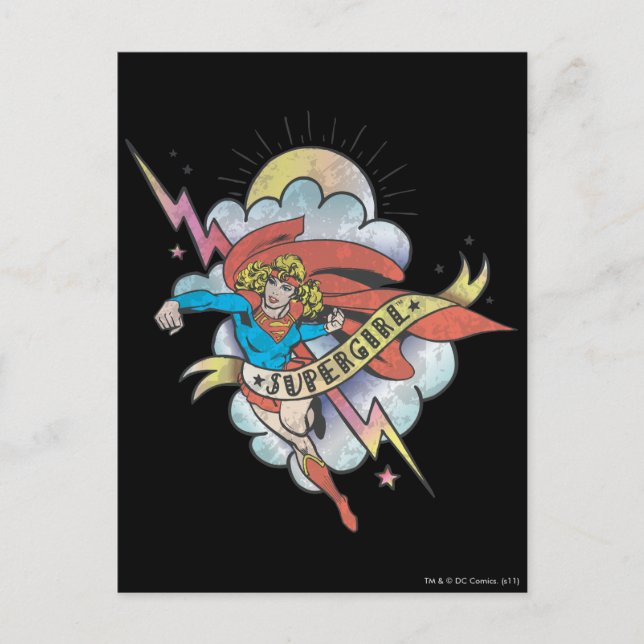 Supergirl Flying Lightning Tattoo Postcard (Front)