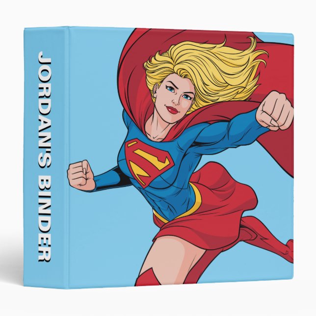Supergirl Flying Upwards Illustration 3 Ring Binder (Front/Spine)