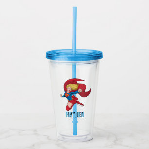 Supergirl Flying Upwards Illustration Acrylic Tumbler