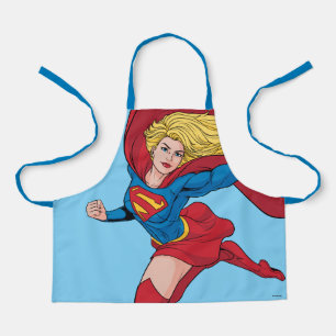 Supergirl Flying Upwards Illustration Apron