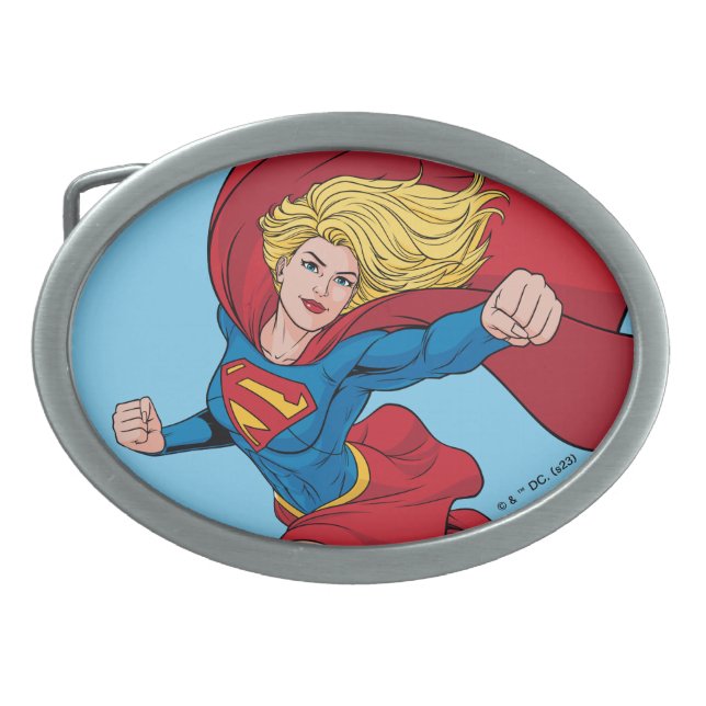 Supergirl Flying Upwards Illustration Belt Buckle (Front)
