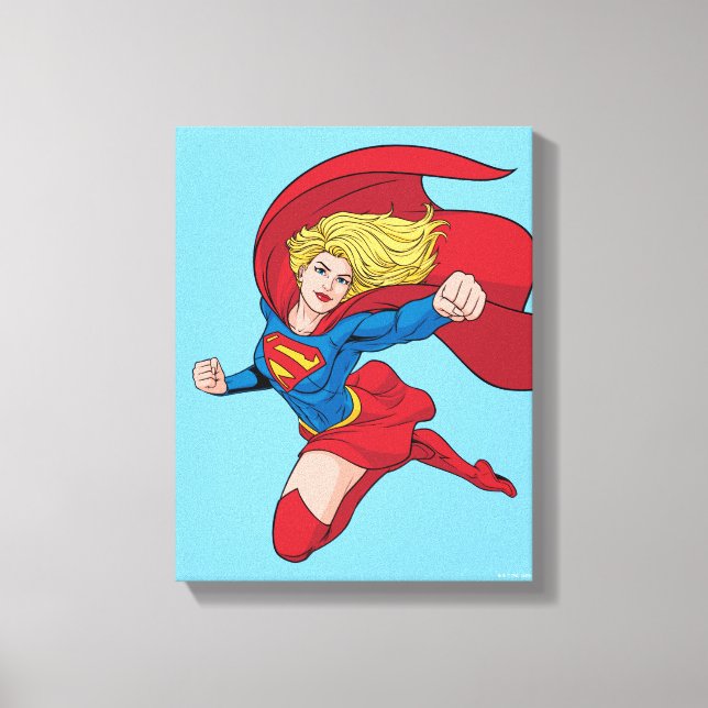 Supergirl Flying Upwards Illustration Canvas Print (Front)