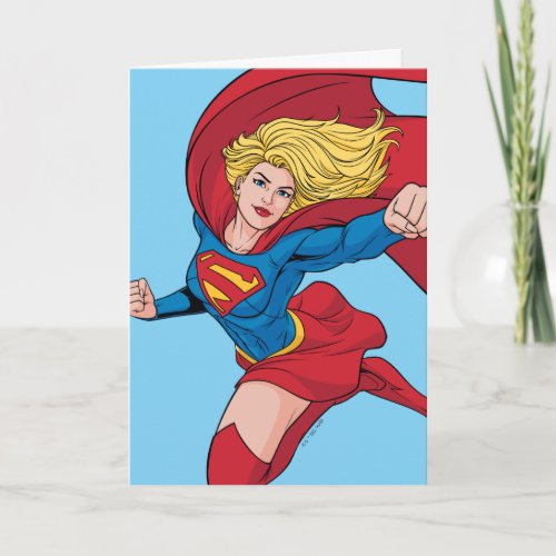 Supergirl Flying Upwards Illustration Card