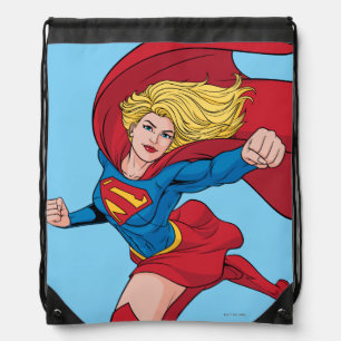 Supergirl Flying Upwards Illustration Drawstring Bag