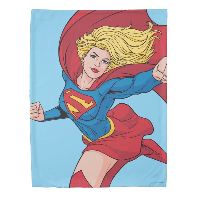 Supergirl Flying Upwards Illustration Duvet Cover (Front)