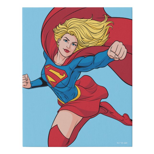 Supergirl Flying Upwards Illustration Faux Canvas Print (Front)