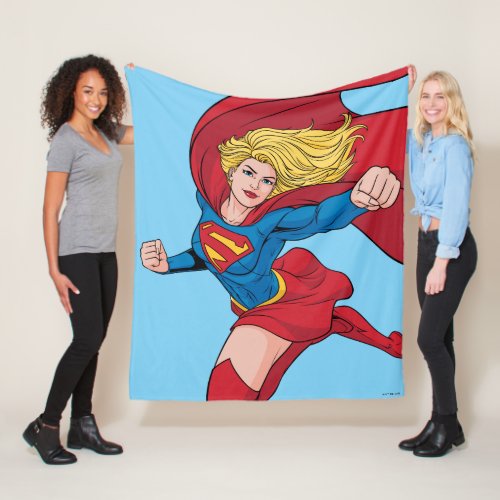 Supergirl Flying Upwards Illustration Fleece Blanket