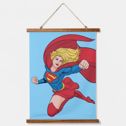 Supergirl Flying Upwards Illustration Hanging Tapestry