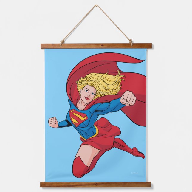 Supergirl Flying Upwards Illustration Hanging Tapestry (Front)