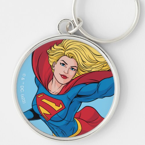 Supergirl Flying Upwards Illustration Keychain