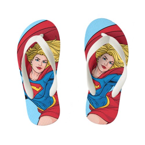 Supergirl Flying Upwards Illustration Kids Flip Flops