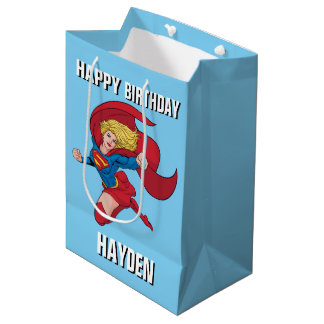 Supergirl Flying Upwards Illustration Medium Gift Bag